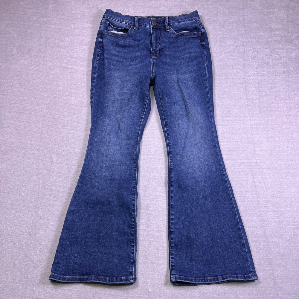 A.N.A A New Approach Flare High Rise Denim Jeans Womens 10P Blue Cotton Blend